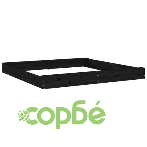 Пясъчник със седалки, черен, квадратен, масивна дървесина бор ➤ топ цена ➤ sorbe.bg