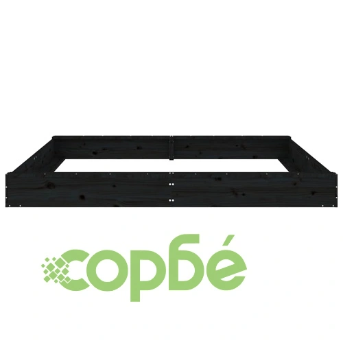 Пясъчник със седалки, черен, квадратен, масивна дървесина бор ➤ топ цена ➤ sorbe.bg