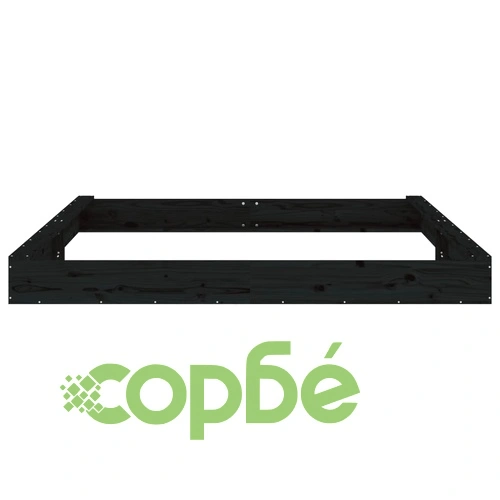 Пясъчник със седалки, черен, квадратен, масивна дървесина бор ➤ топ цена ➤ sorbe.bg