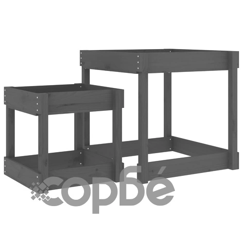 Пясъчни маси, 2 бр, сиви, борово дърво масив ➤ топ цена ➤ sorbe.bg