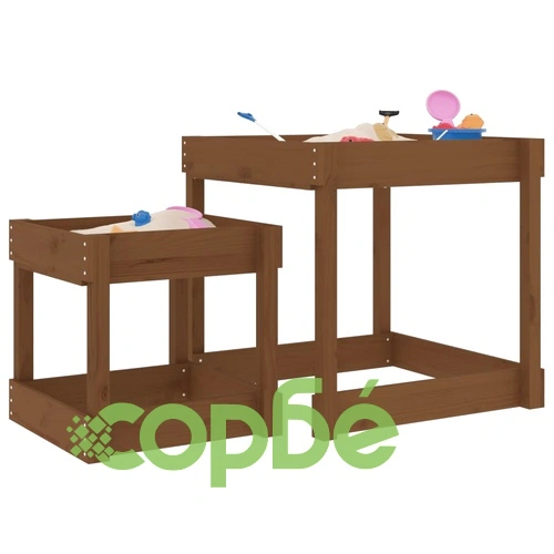 Пясъчни маси, 2 бр, меденокафяви, борово дърво масив ➤ топ цена ➤ sorbe.bg