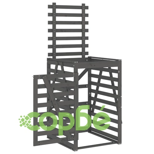 Контейнер за съхранение на кош сив 84x90x128,5 см бор масив ➤ топ цена ➤ sorbe.bg