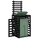 Контейнер за съхранение на кош черен 84x90x128,5 см бор масив