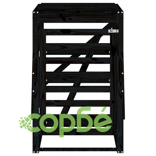 Контейнер за съхранение на кош черен 84x90x128,5 см бор масив ➤ топ цена ➤ sorbe.bg