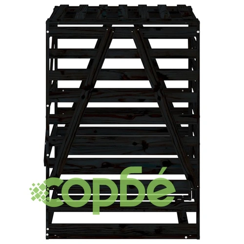 Контейнер за съхранение на кош черен 84x90x128,5 см бор масив ➤ топ цена ➤ sorbe.bg