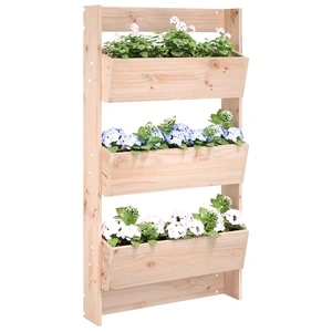 Стенни кашпи 3 нива 60x18,5x110 см бор масивна дървесина