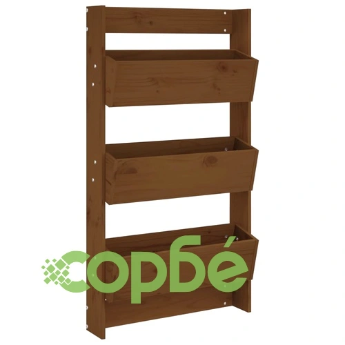Стенни кашпи 3 нива 60x18,5x110 см меденокафяви бор масив ➤ топ цена ➤ sorbe.bg