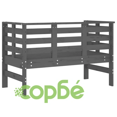 Градинска пейка, сива, 111,5x53x71 см, борово дърво масив ➤ топ цена ➤ sorbe.bg