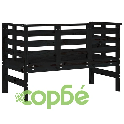 Градинска пейка, черна, 111,5x53x71 см, борово дърво масив ➤ топ цена ➤ sorbe.bg