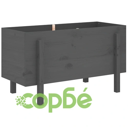Градинско повдигнато легло, сиво, 101x50x57 см, бор масив ➤ топ цена ➤ sorbe.bg