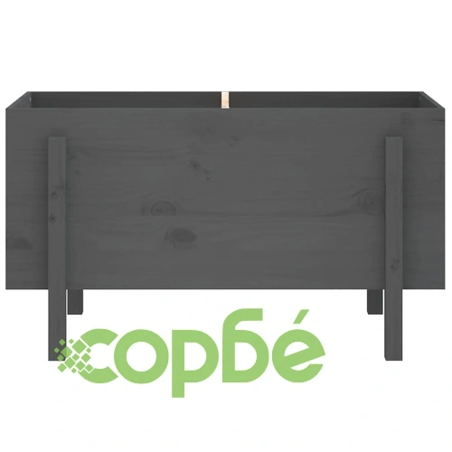 Градинско повдигнато легло, сиво, 101x50x57 см, бор масив ➤ топ цена ➤ sorbe.bg