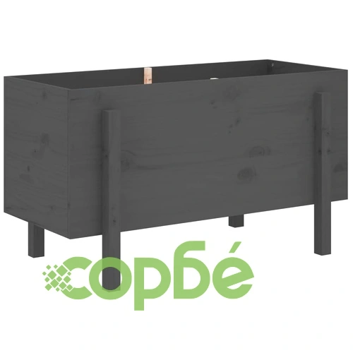 Градинско повдигнато легло, сиво, 101x50x57 см, бор масив ➤ топ цена ➤ sorbe.bg
