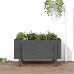Градинско повдигнато легло, сиво, 101x50x57 см, бор масив