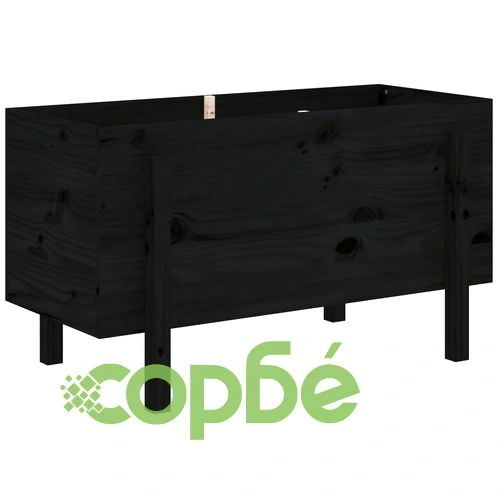 Градинско повдигнато легло, черно, 101x50x57 см, бор масив ➤ топ цена ➤ sorbe.bg