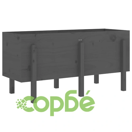 Градинско повдигнато легло, сиво, 121x50x57 см, бор масив ➤ топ цена ➤ sorbe.bg