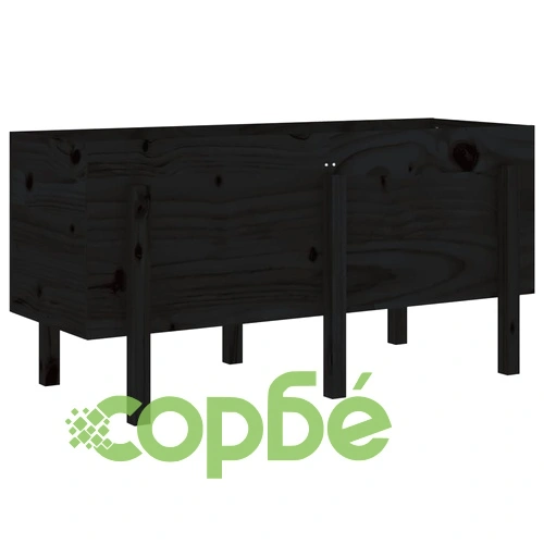 Градинско повдигнато легло, черно, 121x50x57 см, бор масив ➤ топ цена ➤ sorbe.bg