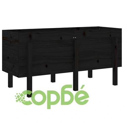 Градинско повдигнато легло, черно, 121x50x57 см, бор масив ➤ топ цена ➤ sorbe.bg
