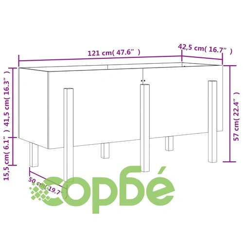 Градинско повдигнато легло, 121x50x57 см, дугласко дърво масив ➤ топ цена ➤ sorbe.bg