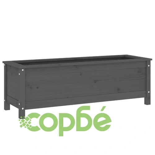 Градинско повдигнато легло, сиво, 119,5x40x39 см, бор масив ➤ топ цена ➤ sorbe.bg