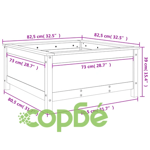Градински сандък, 82,5x82,5x39 см, масивна борова дървесина ➤ топ цена ➤ sorbe.bg