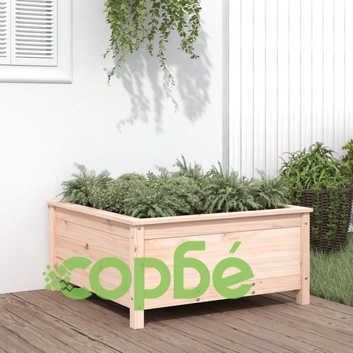 Градински сандък, 82,5x82,5x39 см, масивна борова дървесина ➤ топ цена ➤ sorbe.bg