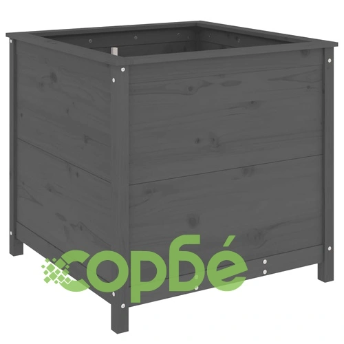 Градински сандък, сив, 82,5x82,5x78 см, масивно борово дърво ➤ топ цена ➤ sorbe.bg