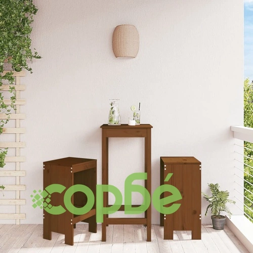Бар табуретки 2 бр меденокафяви 40x36x75 см бор масив ➤ топ цена ➤ sorbe.bg