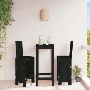 Бар табуретки 2 бр черни 40x42x120 см борово дърво масив