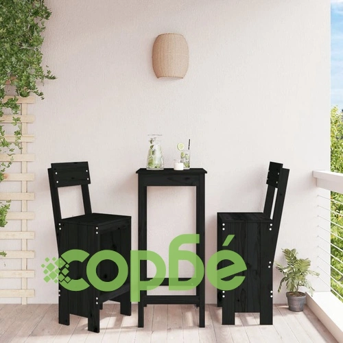 Бар табуретки 2 бр черни 40x48,5x115,5 см борово дърво масив ➤ топ цена ➤ sorbe.bg
