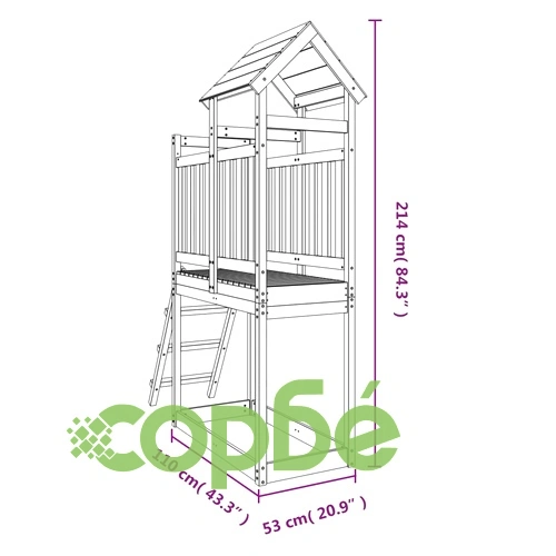 Комбинирано детско съоръжение 53x110x214 см импрегниран бор ➤ топ цена ➤ sorbe.bg