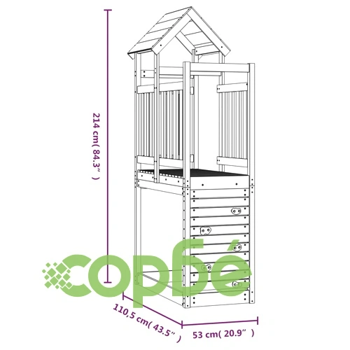 Кула със стена за катерене 53x110,5x214 см импрегниран бор ➤ топ цена ➤ sorbe.bg