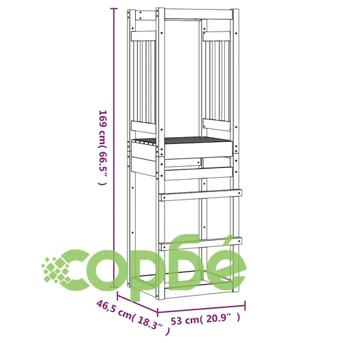 Кула за игра 53x46,5x169 см борово дърво масив ➤ топ цена ➤ sorbe.bg