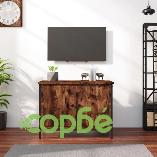 ТВ шкаф с врати, oпушен дъб, 60x35x45 см, инженерно дърво ➤ топ цена ➤ sorbe.bg