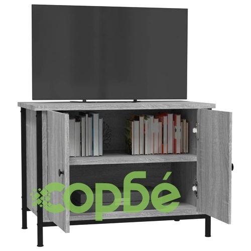 ТВ шкаф с врати, сив сонома, 60x35x45 см, инженерно дърво ➤ топ цена ➤ sorbe.bg
