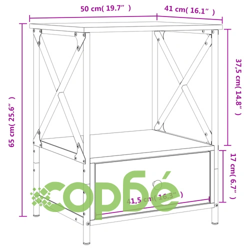 Нощни масички, 2 бр, cив сонома, 50x41x65 см, инженерно дърво ➤ топ цена ➤ sorbe.bg