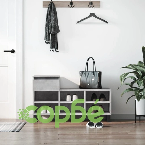 Шкаф за обувки, бетонно сив, 102x36x60 см, инженерно дърво ➤ топ цена ➤ sorbe.bg