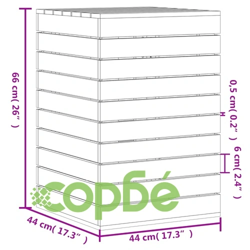 Кош за пране, 44x44x66 см, борово дърво масив ➤ топ цена ➤ sorbe.bg