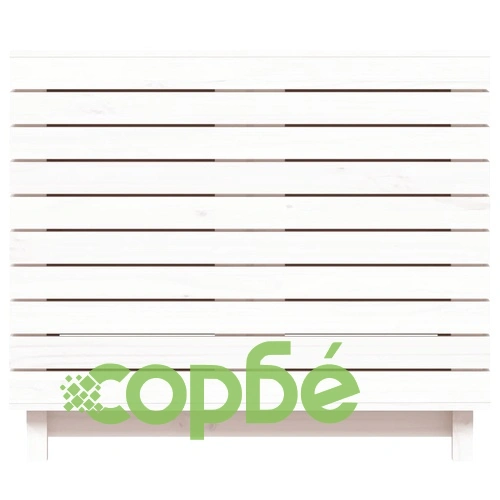 Кош за пране, бял, 88,5x44x76 см, борово дърво масив ➤ топ цена ➤ sorbe.bg