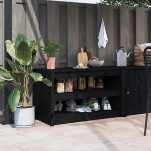 Кухненски шкаф за открито, черен, 106x55x64 см, бор масив