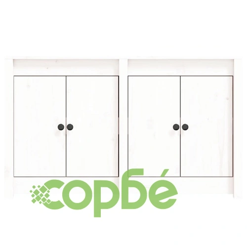 Кухненски шкаф за открито, бял, 106x55x64 см, бор масив ➤ топ цена ➤ sorbe.bg