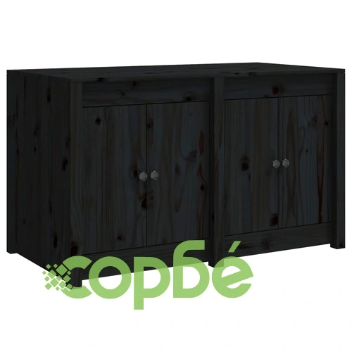 Кухненски шкаф за открито, черен, 106x55x64 см, бор масив ➤ топ цена ➤ sorbe.bg