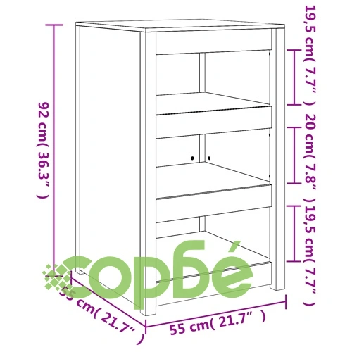 Кухненски шкаф за открито, бял, 55x55x92 см, бор масив ➤ топ цена ➤ sorbe.bg