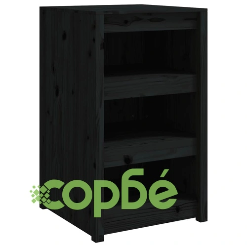 Кухненски шкаф за открито, черен, 55x55x92 см, бор масив ➤ топ цена ➤ sorbe.bg