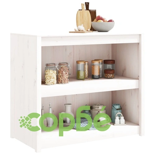 Кухненски шкаф за открито, бял, 106x55x92 см, бор масив ➤ топ цена ➤ sorbe.bg