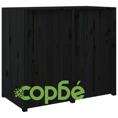 Кухненски шкаф за открито, черен, 106x55x92 см, бор масив ➤ топ цена ➤ sorbe.bg