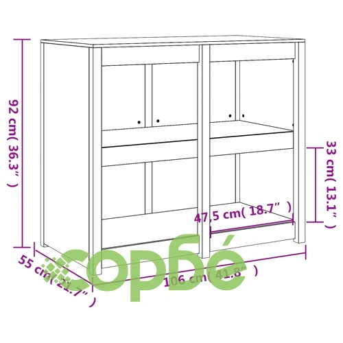 Кухненски шкаф за открито, черен, 106x55x92 см, бор масив ➤ топ цена ➤ sorbe.bg