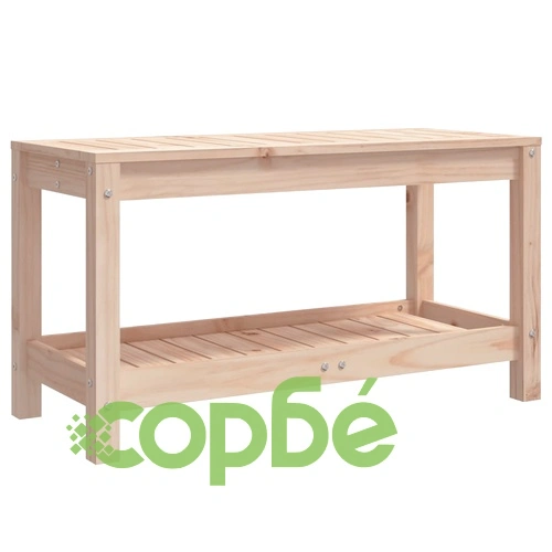 Градинска пейка, 82,5x35x45 см, борово дърво масив ➤ топ цена ➤ sorbe.bg