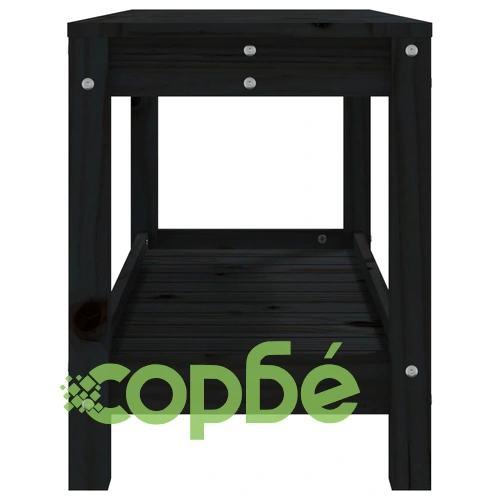 Градинска пейка, черна, 82,5x35x45 см, борово дърво масив ➤ топ цена ➤ sorbe.bg