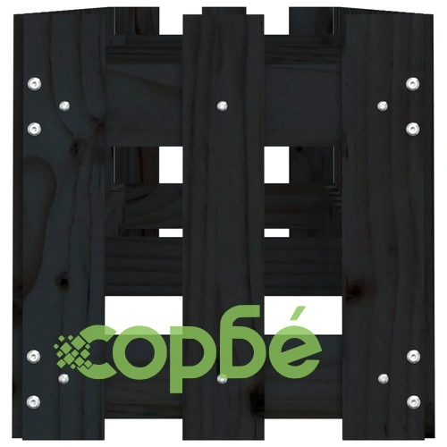Градинска леха с дизайн на ограда черна 200x30x30 см бор масив ➤ топ цена ➤ sorbe.bg