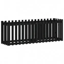 Градинска леха с дизайн на ограда черна 200x50x70 см бор масив